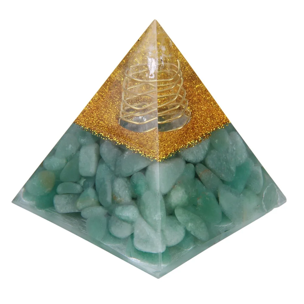 60 мм натуральный зеленый авантюрин перевернутые камни Orgone Пирамида повышение смелости кристалл драгоценный камень Исцеление EMF защиты