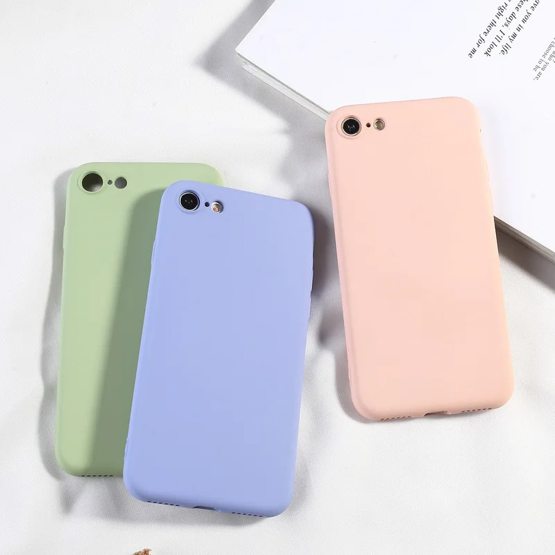 

Silicone Case For iPhone 7 8 6 6s Plus X XR XS MAX Full Coverage Soft TPU Silicone Protector Back Phone Covers Shockproof Fundas