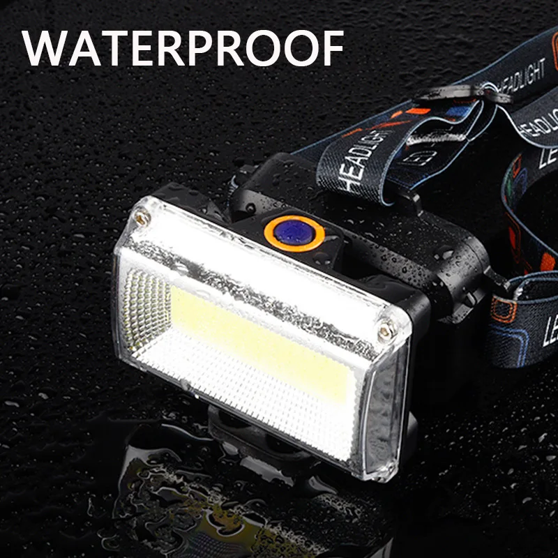 Super powerful COB LED Headlamp DC Rechargeable Head Lamp Torch Headlight 18650 Battery Waterproof Hunting Camping Lighting