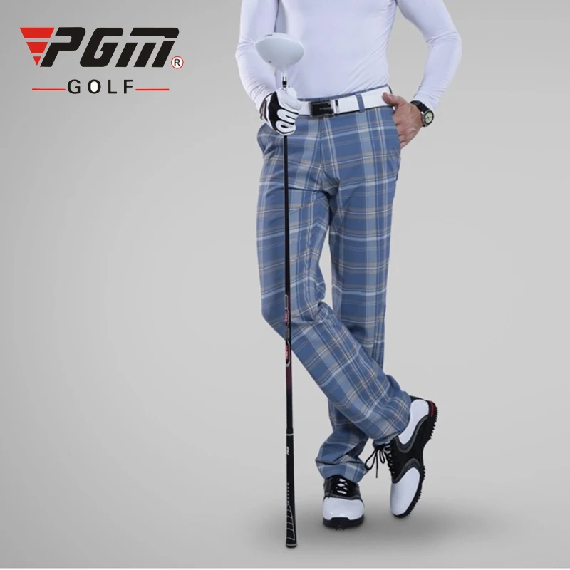 PGM New Golf Plaid Pants Men Breathable Elastic Quick Dry Trousers Men
