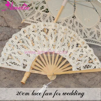 

Free shipping 20pcs/lot Battenburg Lace Fan Wedding Hand fan for bride