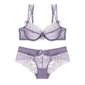 

2019 spring and summer new lace ultra-thin transparent ladies bra set sexy bra breathable underwear set