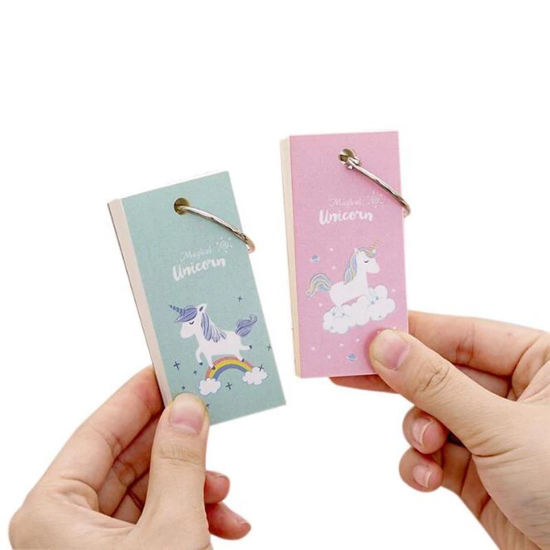 Rainbow Unicorn With A Message Padded Notepad Portable Blank Notebook Word Book Can Tear Ring Type Iron Ring School Supplies