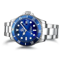 Luxury Reginald font b Watch b font Men Rotatable Bezel GMT Sapphire Date Stainless Steel Sport