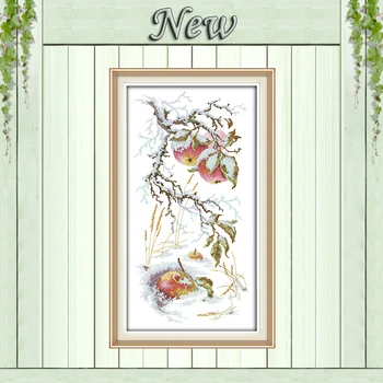 

Apple in the snow fruits diy painting counted print on canvas DMC 11CT 14CT kits Chinese Cross Stitch embroidery needlework Sets