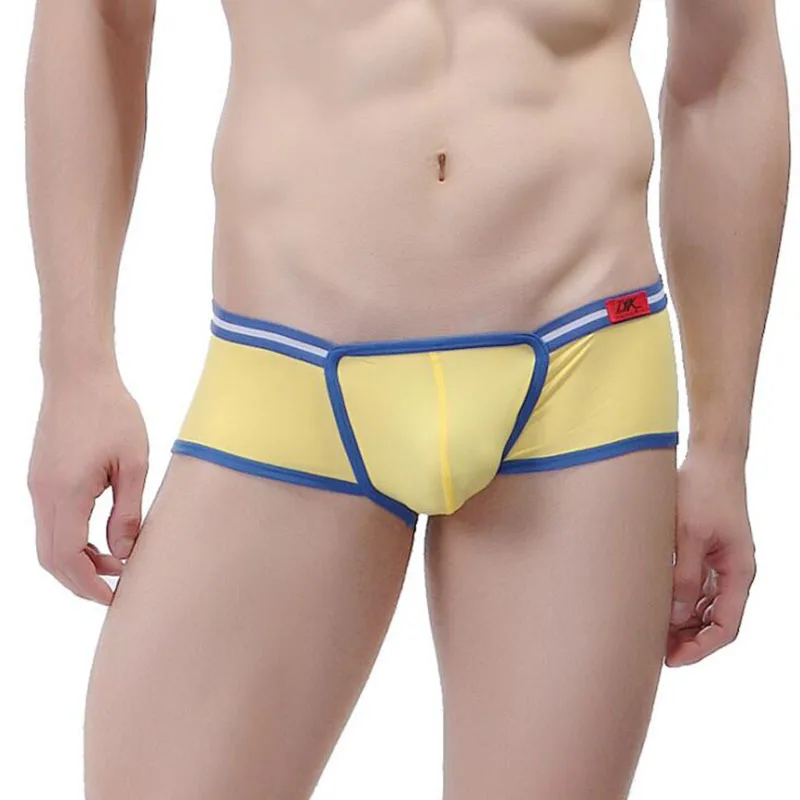 

Underwear Men Sexy U Pouch Boxers Brand Male Cute Ice Silk Satin Cool Man Lace Bags Sheer Underpants Gay Panties Spandex