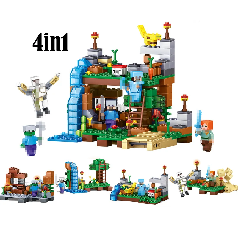 

Kids Toys Minecraft Figures Building Blocks 4in1 My World Garden Educational Children DIY Toys For Children Compatibleingly