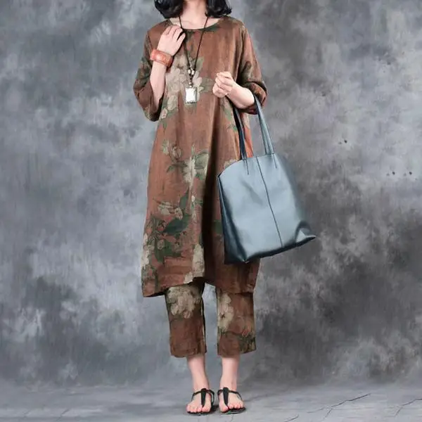 BUYKUD Summer Pants Women Print Pantalon Femme Linen Casual Loose Pants Women Ladies Trousers  (1)