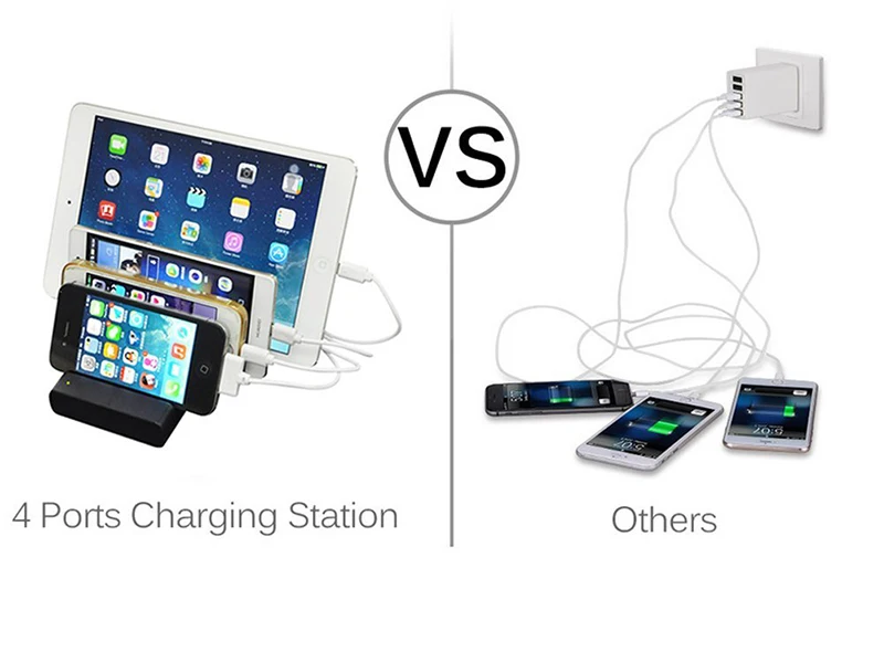 4 USB порты, для мобильных телефонов зарядное устройство дорожная зарядная станция зарядное устройство s док-станция держатель универсальный для смартфона сотового телефона планшета