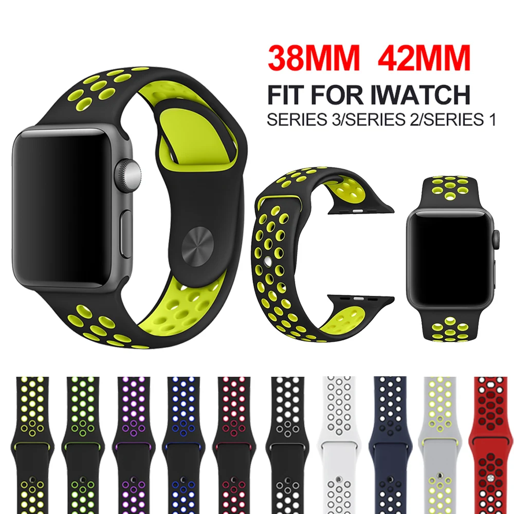 

Silicone strap for Apple Watch Band 42mm Bracelet Watchband for Apple Watch Strap Rubber iwatch band 3/2/1 38MM Sport Wristband