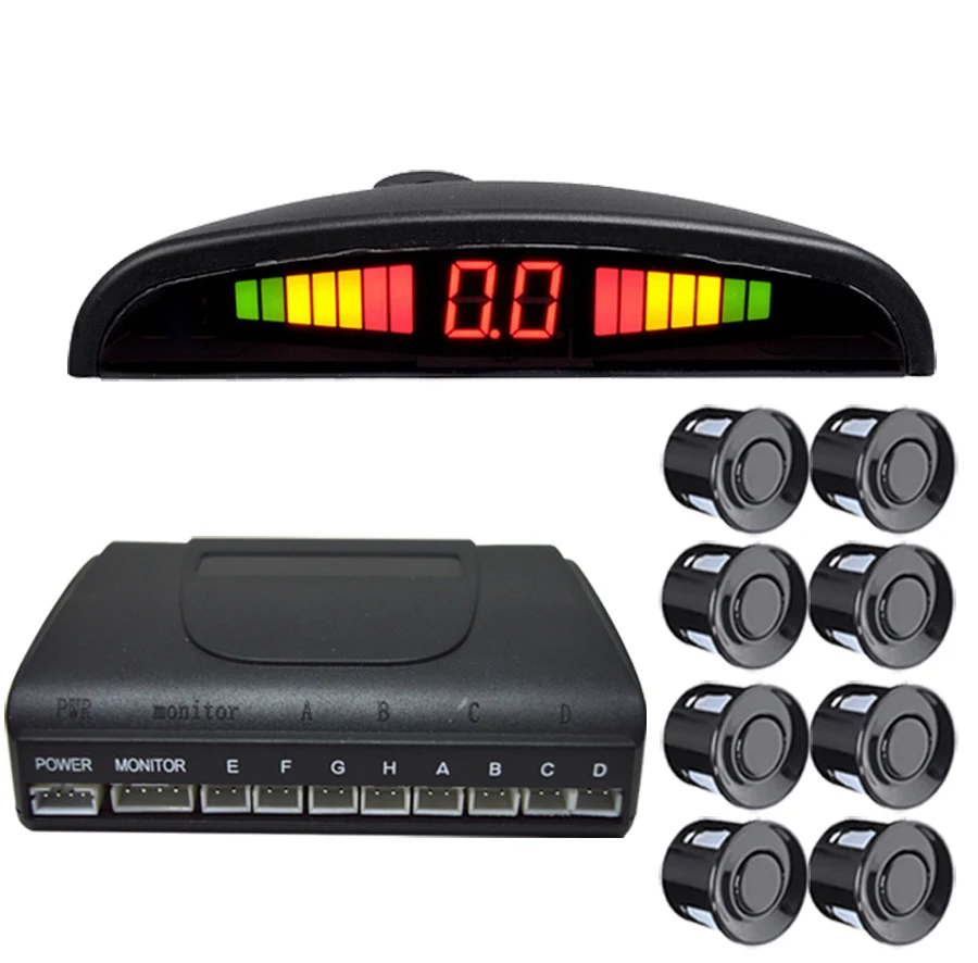 

Weatherproof 8 Rear Front View Car Parking Sensor Reverse Backup Radar Kit with LED Display Monitor car parking system