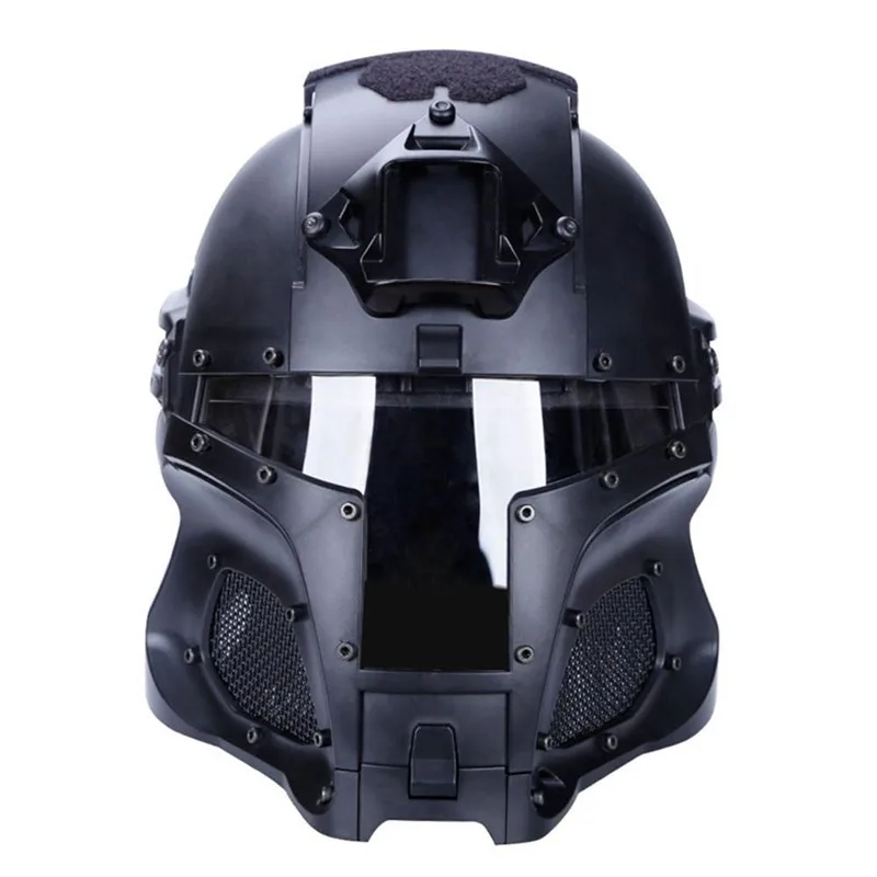 Outdoor WST Helmet Airsoft Paintball CF Game Face Mask Tactical Protective Helmet Military Bicycle Helmet Full Fcae Mask Iron