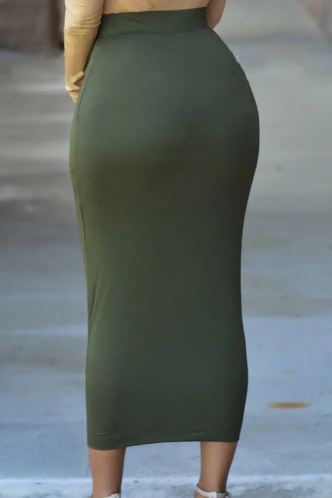 Solid-Green-High-waisted-Bodycon-Maxi-Skirt-LC71188-3-2