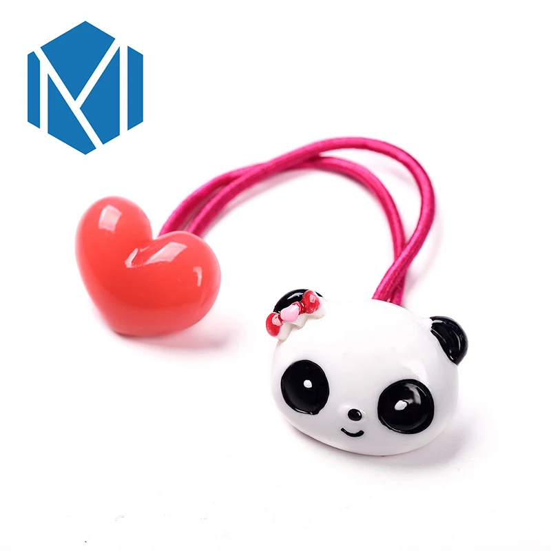 

M MISM Kids Cartoon Animals Elastic Hair Bands Rabbit Panda Pendent Rubber Bands Piggy Heart Shaped Gum for Hair Baby Girl Rope