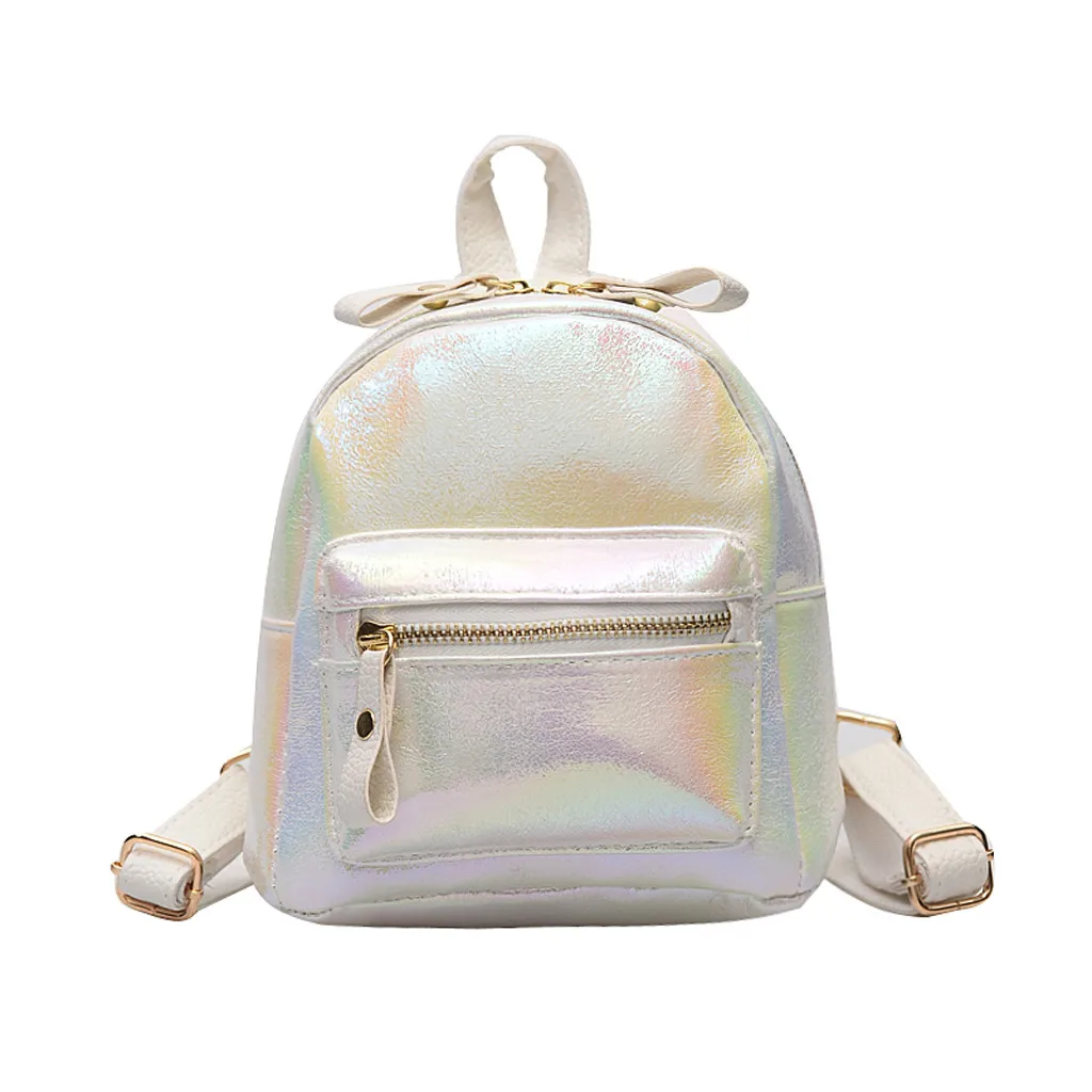 Модные женские сумки, женские сумки для студентов, одноцветная сумка на плечо, женский рюкзак, школьная сумка, маленький дорожный рюкзак, mochila mujer - Цвет: Серебристый