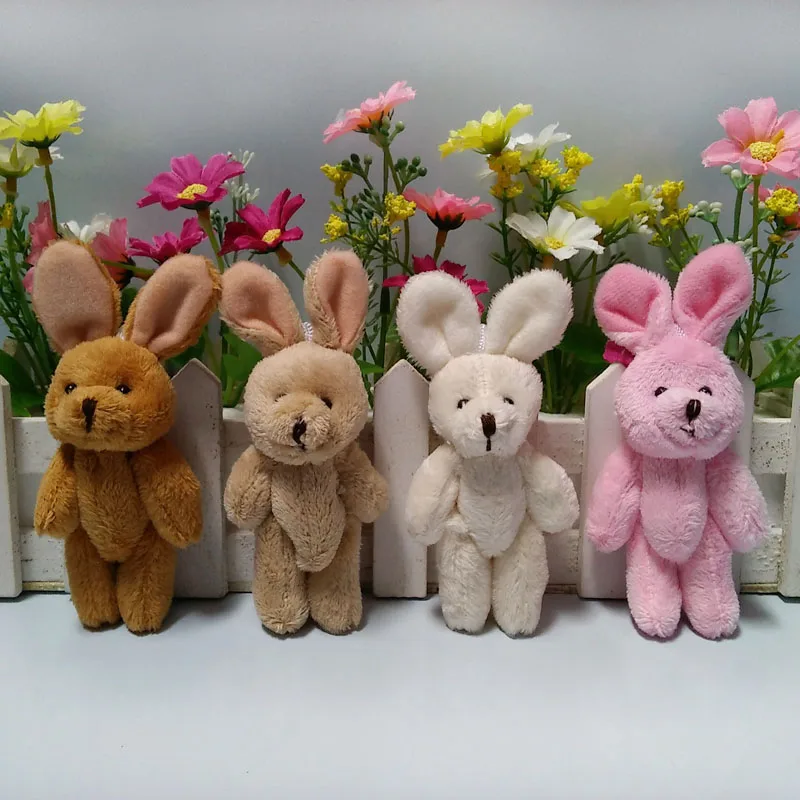 

50pcs/lot 10cm Joint mini rabbit plush toy pendant mini Bunny Cartoon bouquet doll