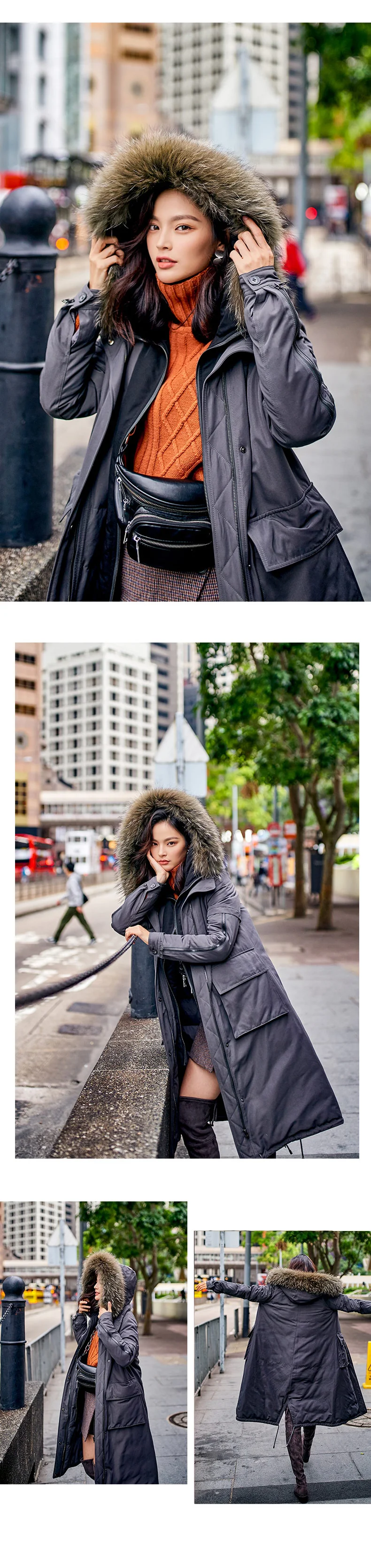 ARTKA Новая городская серия, Женское зимнее пальто с воротником из меха енота средней длины Parker, военная форма, пуховик, куртка JY17033