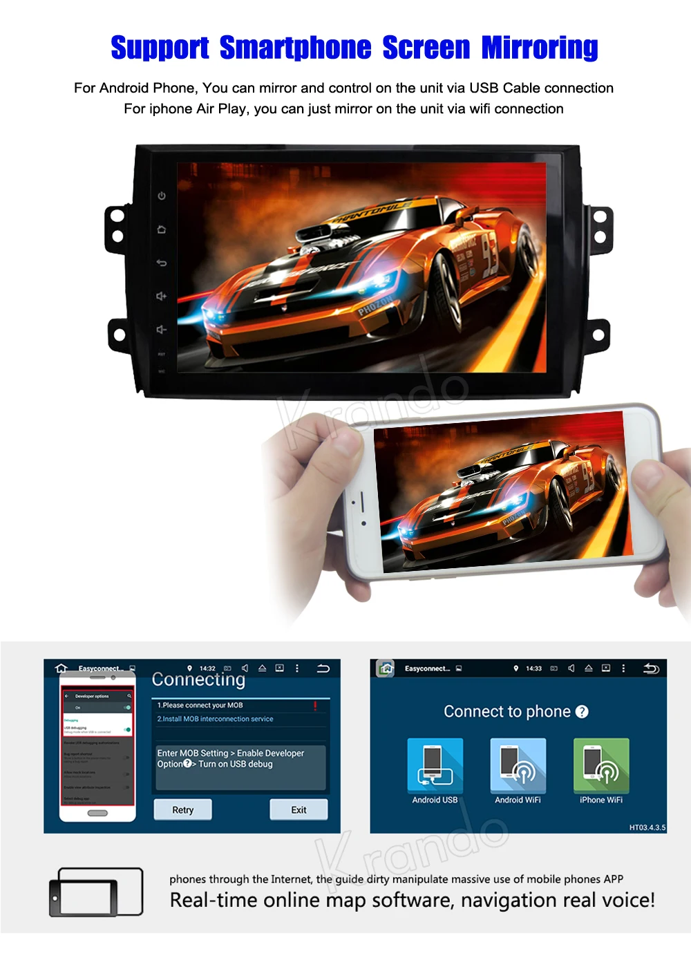 Gps навигатор Krando для suzuki sx4 Fiat Sedici Hatchback 7 1 2006 Android 2012 9 дюймов (без dvd) радио