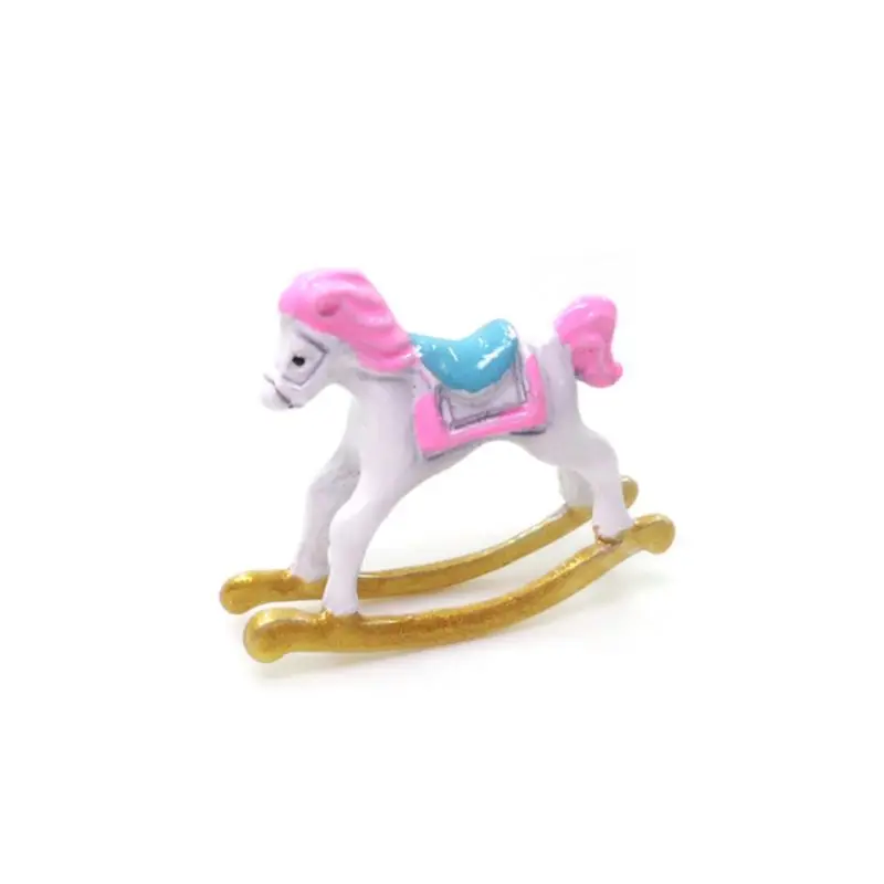 

Good Quality New 1Pc 1:12 Dollhouse Miniature Rocking Horse Nursery Room Furniture Pretend Toy Doll House Accessories