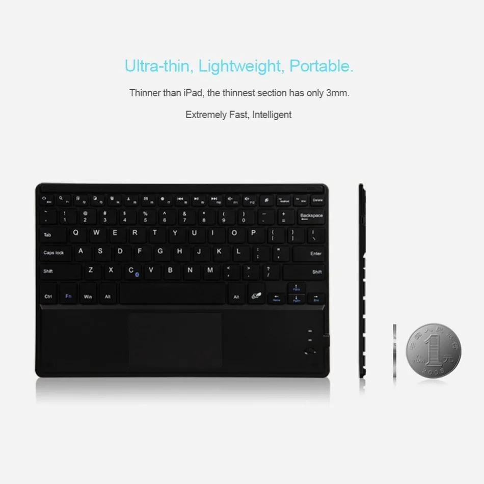 

Wireless Bluetooth Keyboard with Built-in Multi-touch Touchpad and Rechargeable Battery for IOS Android Windows New Ultra-Slim