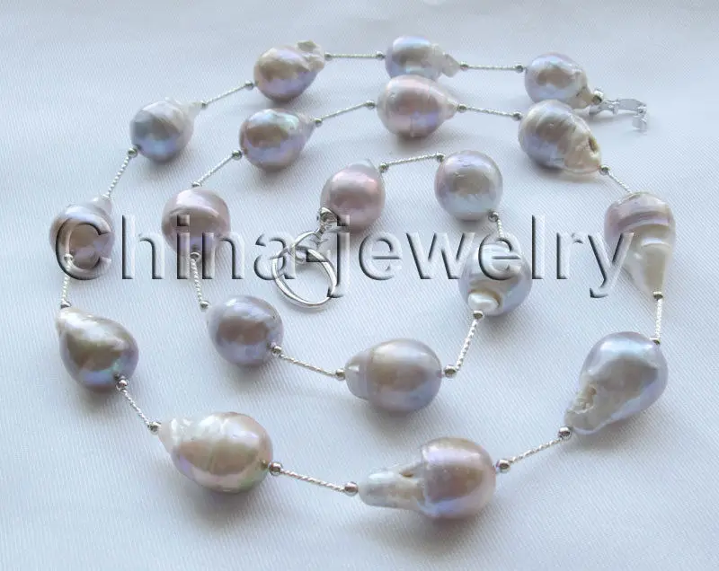 

huij 001171 ONLY one 32" natural purple baroque keshi reborn freshwater pearl necklace