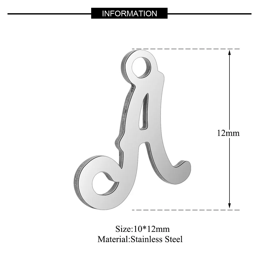 10 шт./лот 316L нержавеющая сталь 12x10 мм 3D английские буквы Шарм полированный небольшой начальный Алфавит кулон DIY ювелирные изделия