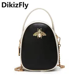 DikizFly 2018 Crossbody сумки для женщин роскошные кожаные сумка женская через плечо остромодный дизайнер медоносная пчела мешок маленькие сумки