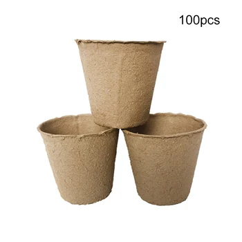 

100Pcs Fiber Biodegradable Pulp Pots Plants Seedling Raising Pot Vegetable Fruit Nursery Tray Pot Cup Garden Supplies 8x8cm