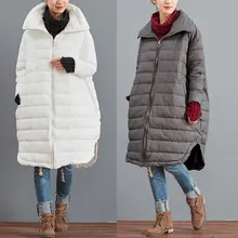 2016 female winter thick down cotton-padded jacket solid color plus size outerwear vintage medium-long coat