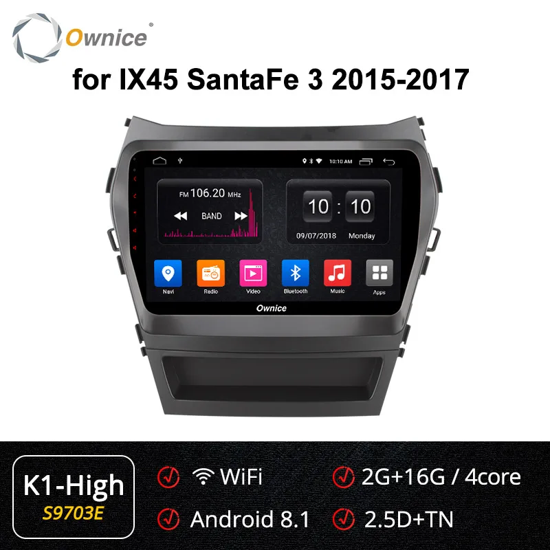 S9703 K1-High Ownice K3 K5 K6 Восьмиядерный Android 9,0 автомобильный DVD gps Navi плеер для HYUNDAI IX45 2013 радио 360 панорама 4G LTE оптический Carplay - Цвет: S9703 K1-High