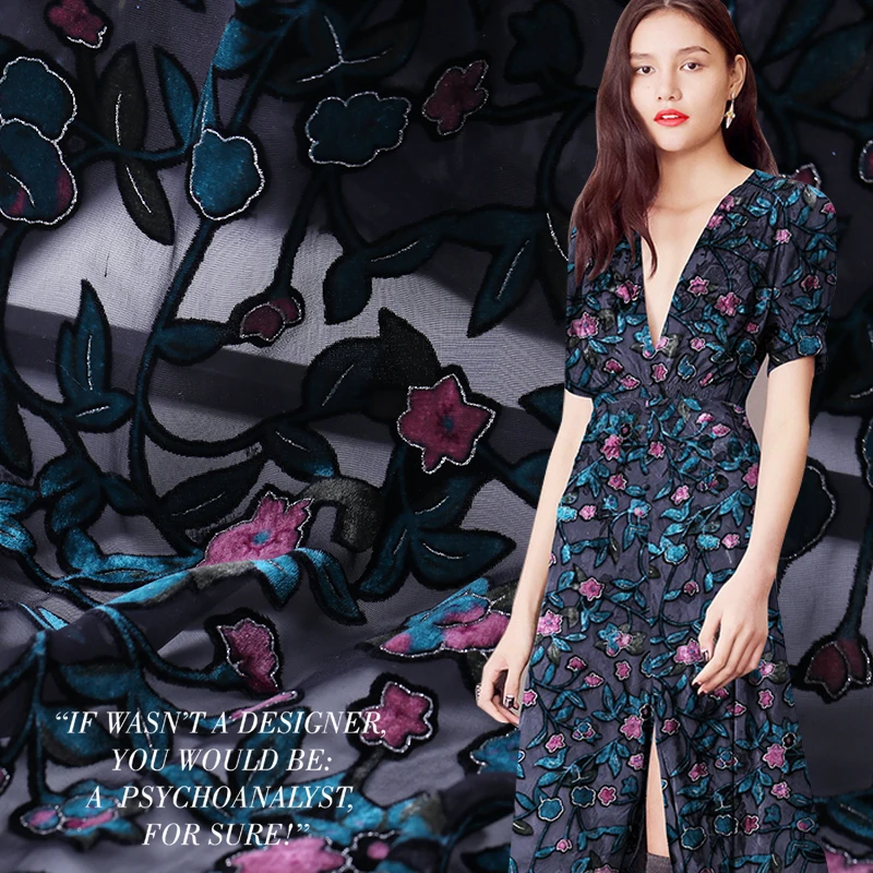 

114cm burnout velvet silk fabric perspective dress fabric butterfly cheongsam silk velvet fabric wholesale silk cloth