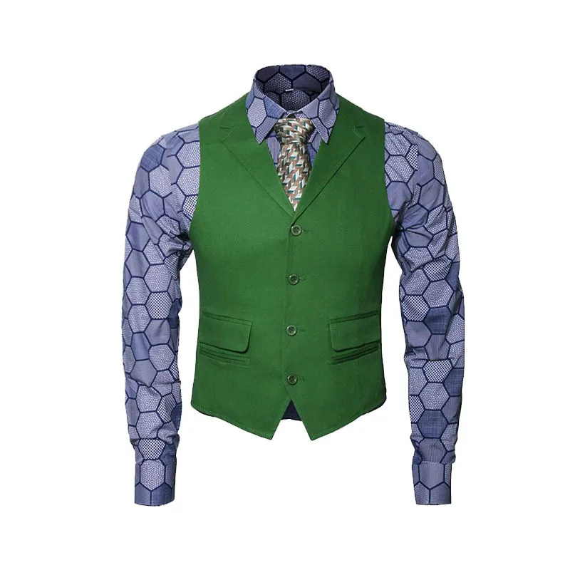 

Hot Sale New Batman Dark Knight Rise Joker Adult Men Shirt + Green Vest + Tie Cosplay Costume Halloween Movie Cosplay Costume