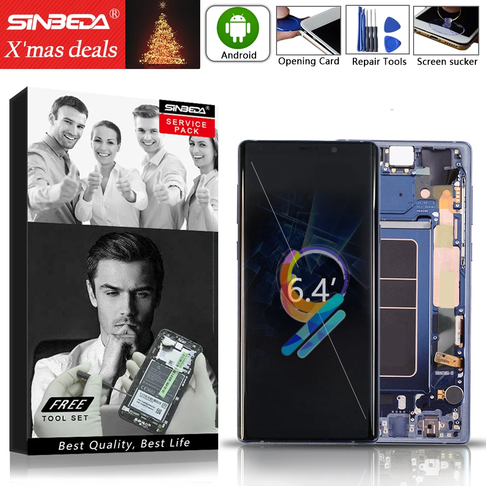 

AMOLED 6.4" For SAMSUNG Galaxy Note 9 N960U N960F LCD Display Touch Screen with Frame Digitizer For Samsung Note9 LCD Display
