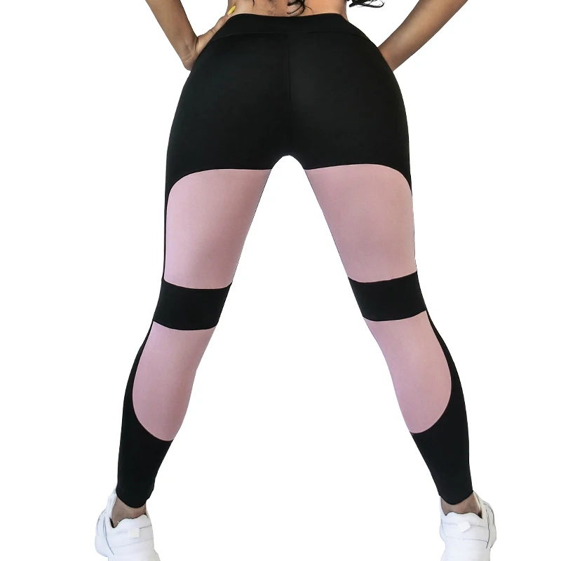 Модные Высокая талия женские леггинсы для фитнеса тренировки Леггинсы для женщин готический черный лоскутное Mujer джеггинсы