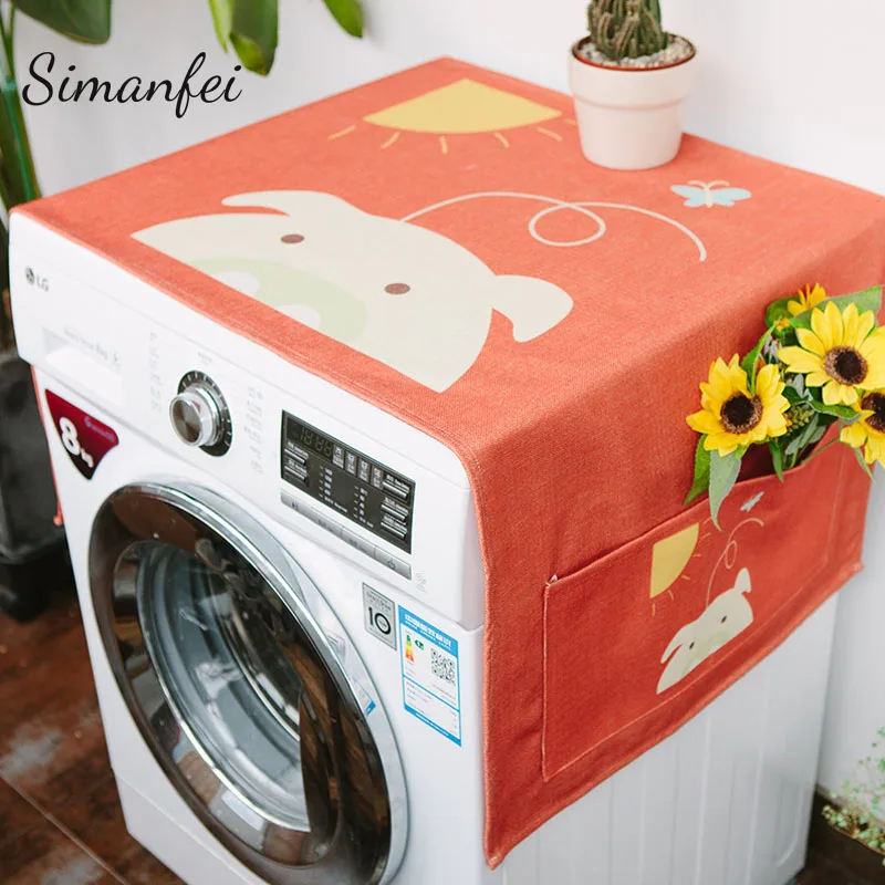 

Simanfei Roller Washing machine Cover 2019 New Design Cute Cartoon Dust proof Covers Multi-function Table refrigerator Cover