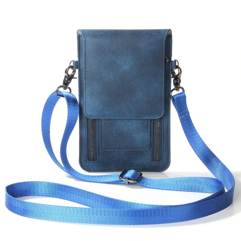 Роскошная сумка из искусственной кожи, сумка для телефона, кошелек, чехол на шею для samsung Galaxy S3, S8 Plus, S9, S7 Edge, A7, Note 8, 9, чехол, крышка - Цвет: Blue