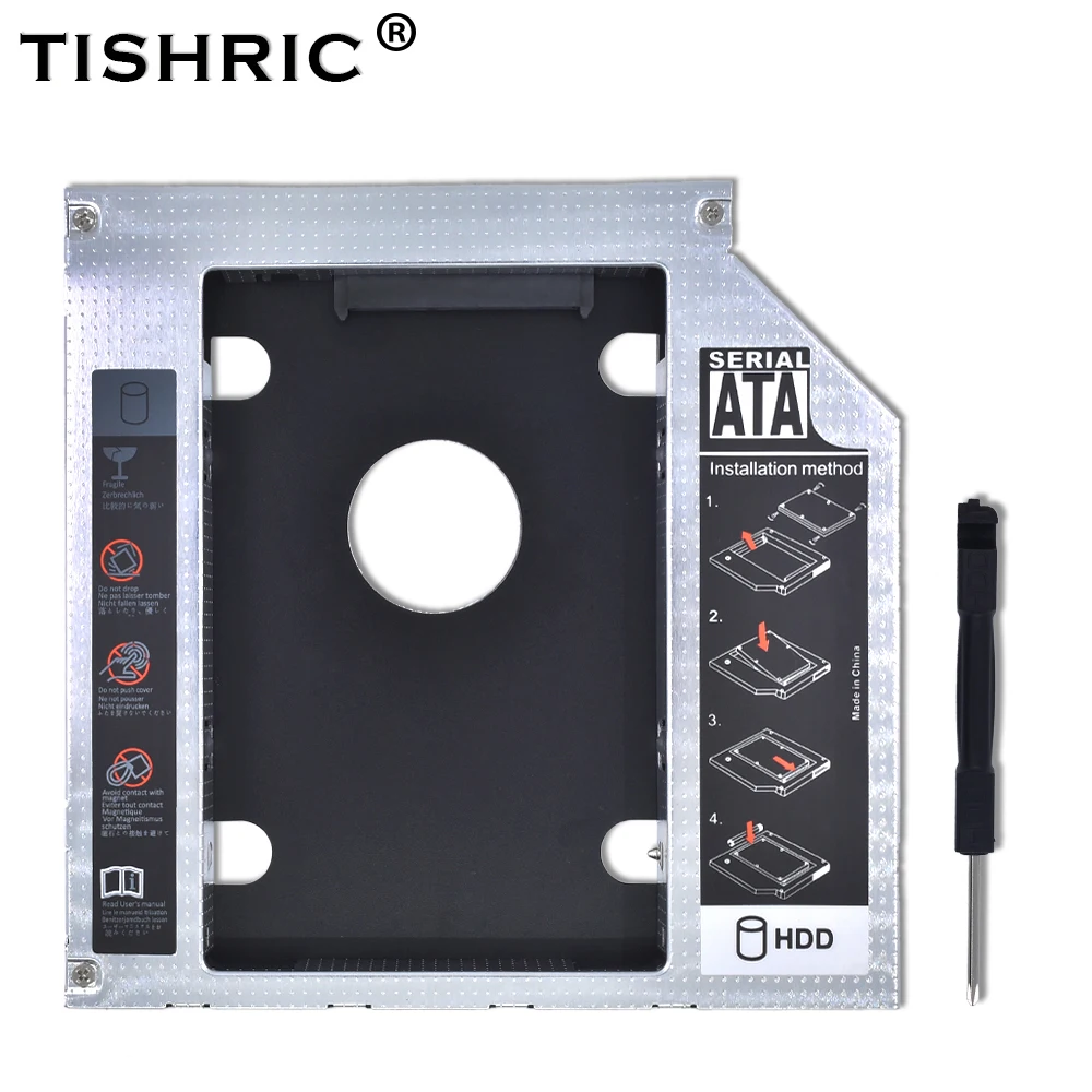 TISHRIC популярный универсальный чехол Optibay 2nd HDD Caddy 12,7 мм SATA3.0 для 2,5 ''SSD DVD для HDD корпус адаптер для жесткого диска