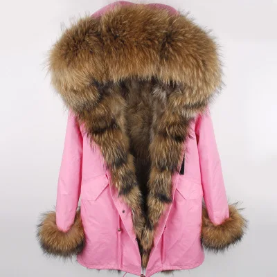 Maomaokong Новая женская зимняя длинная куртка, теплая Модная куртка с воротником из лисьего меха с подкладкой из меха енота, парка, пальто - Цвет: Colour 25