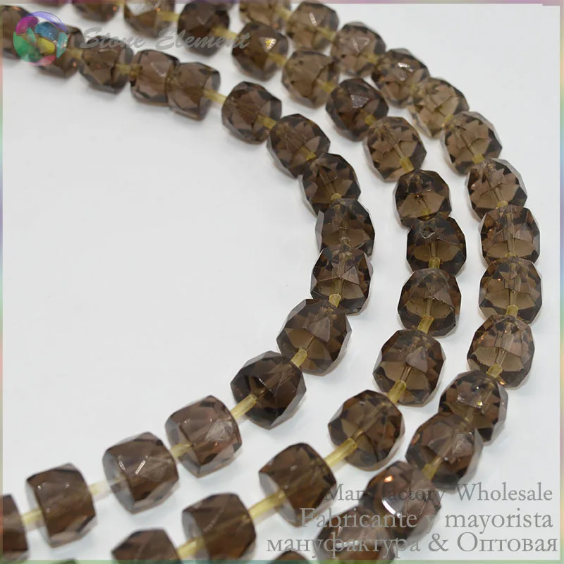 

Grade A Quality Natural Smoky Quartz Faceted Wheel Beads 13x8mm - 28Beads/Strand