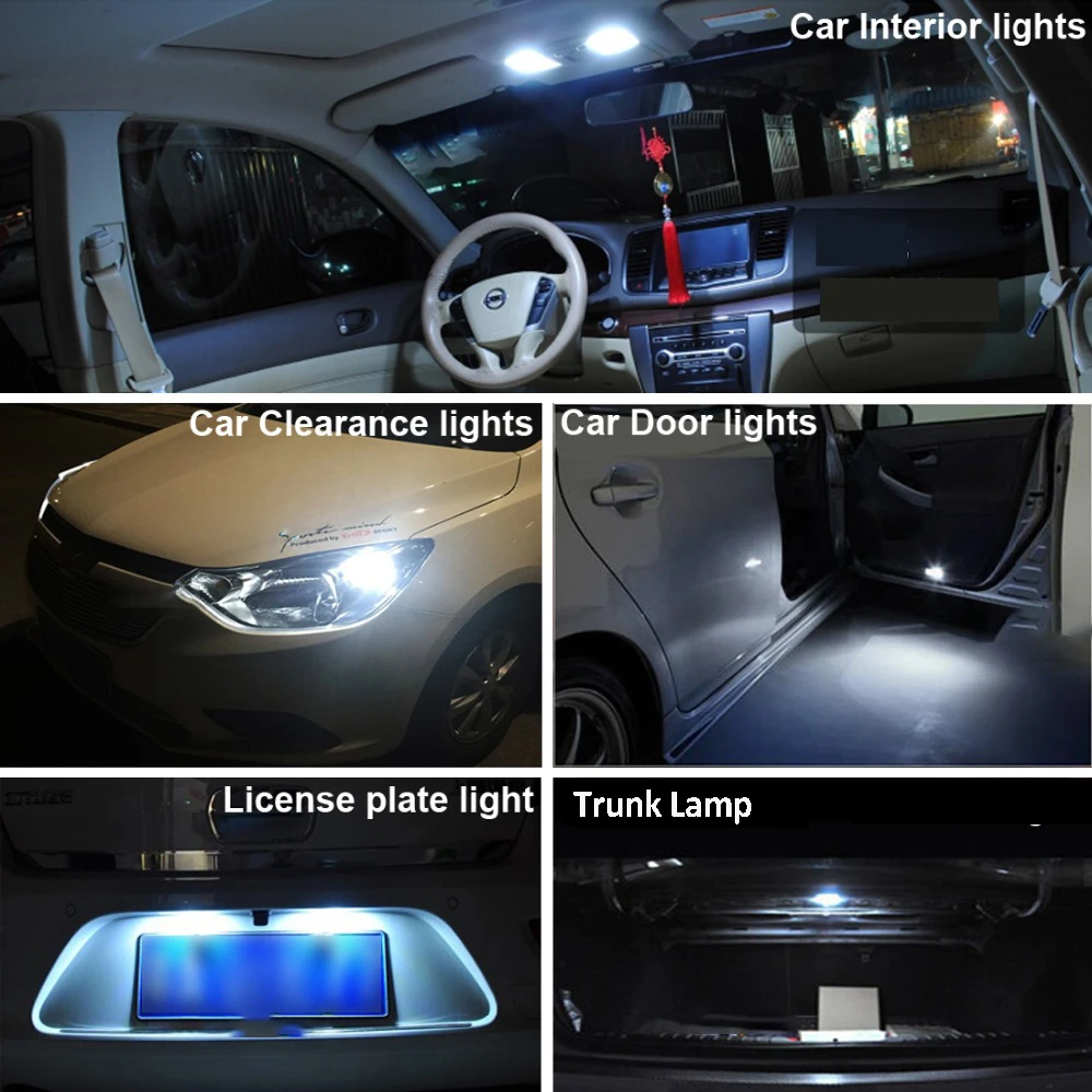 10 шт. T10 W5W светодиодный светильник для салона, багажника, Купольные лампы для hyundai Getz Accent Azera Elantra Santa Fe ix35 Sonata Tucson i40 i10