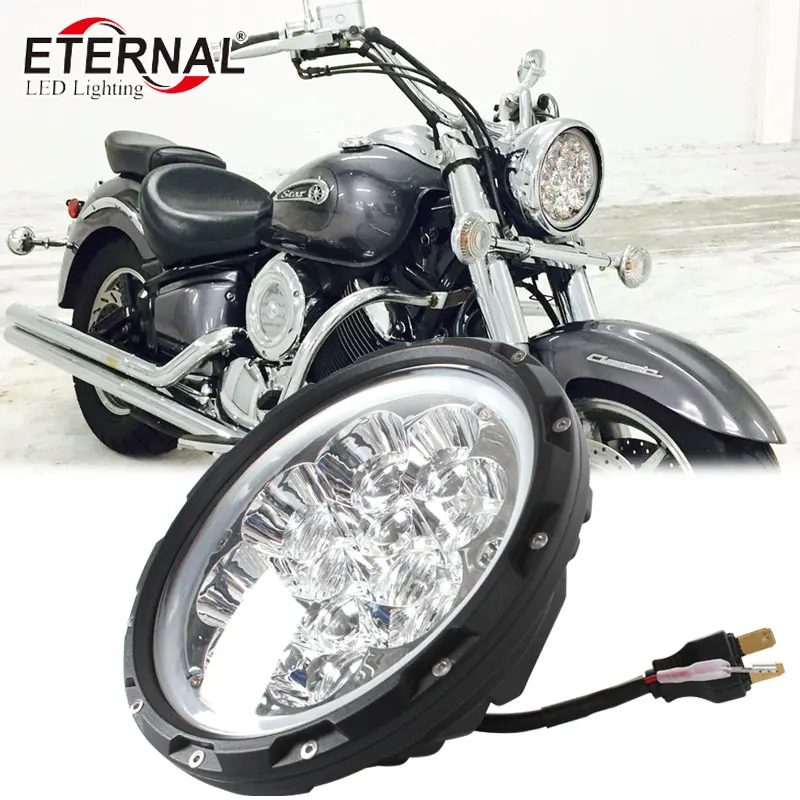 

free shipping 7inch led headlight motorcycle headlamp black chrome 60W headlight with halo for offroad 4x4 truck Wrangler JK CJ
