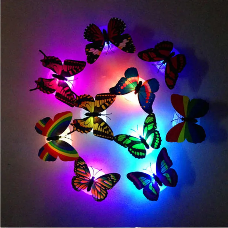 5 шт., цветной светодиодный светильник в виде бабочки, светящийся ночной Светильник для дома, комнаты, вечерние, настольные, Настенный декор, наклейки на стену, дропшиппинг