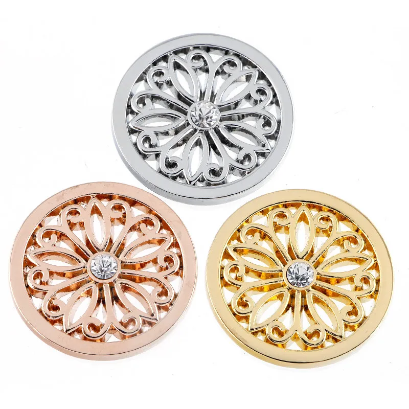 

Somsoar Jewelry 33mm Flower Coin Disc fit 35mm My Coin frame Pendant Necklace as Women Gift 10pcs/lot