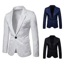 Для мужчин Классический с цветочным принтом стекаются банкетвечерние куртка Стильный формальный бизнес Блейзер Slim Fit роскошн