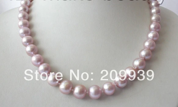

huij 003481 stunning big 10-11mm round lavender freshwater cultured pearl necklace