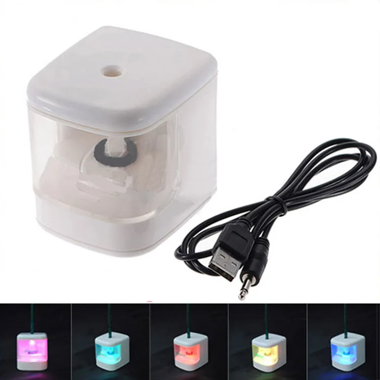 1Pcs Office SuppliesSchool  stationery Convenient   USB Electric Desktop Color Flash Pencil Sharpener LED Light