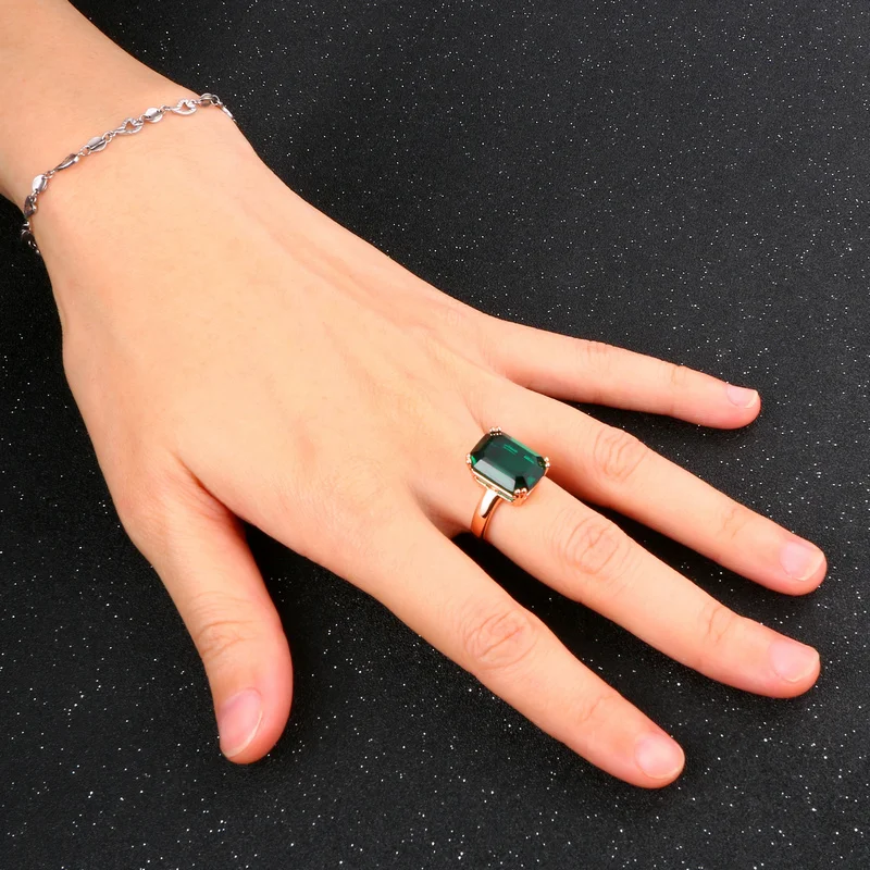 Кольца СС для женщин, Дамское Винтажное кольцо, свадебные украшения, розовое золото, зеленый камень, "anillos Bijoux" CC1241