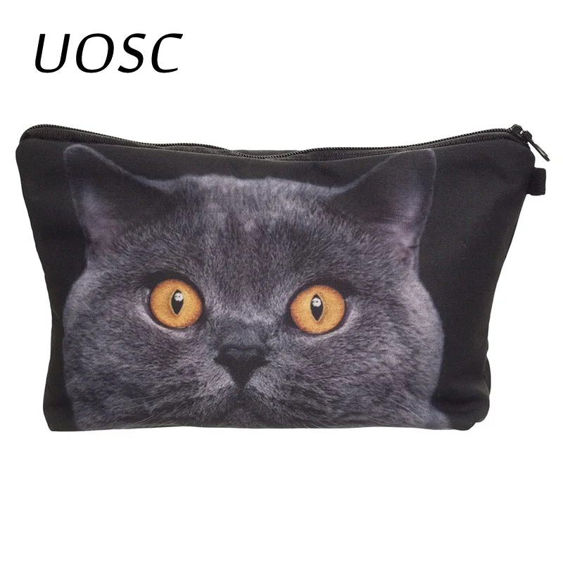 UOSC Shock blue cat сумка для макияжа с 3D принтом who cares pencil trousse de maquillage женская косметичка дорожные сумки-карандаши