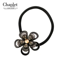 Chaplet 2016 Luxury High Quality Women Hair Accessories Flower Elastic Hair Bands Rhinestone Hair Tie Scrunchies Free Shipping