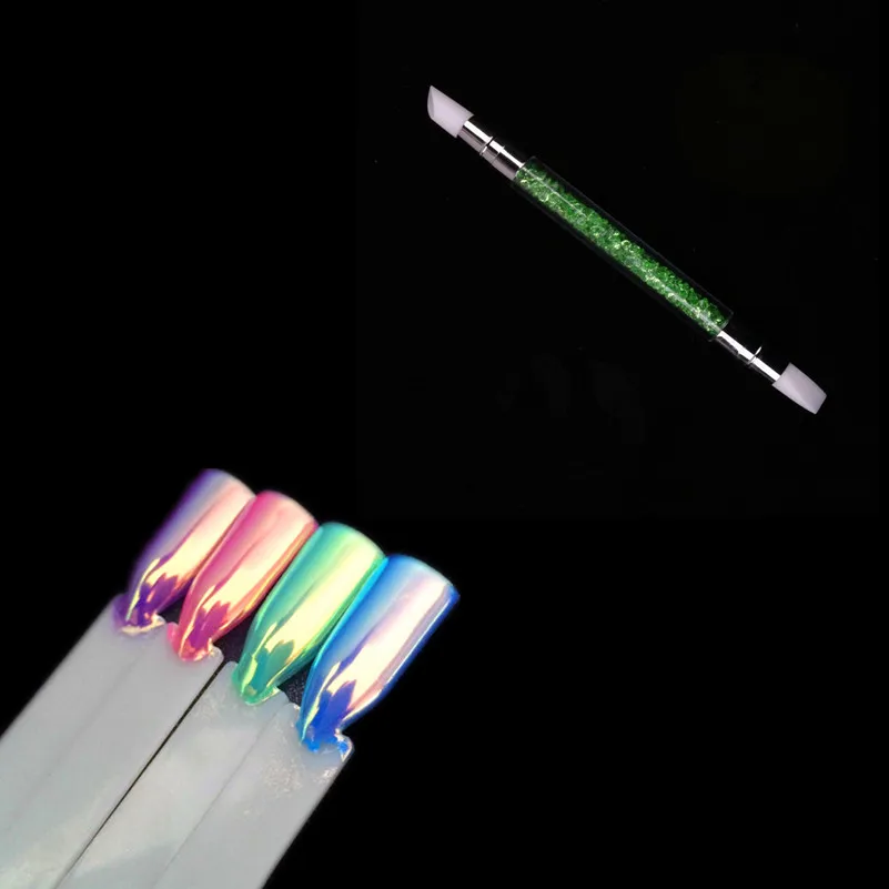 

Mermaid Rainbow Chrome Powder Neon Unicorn Holo Mirror Powder Aurora Pigment Nails Decorations 0.2g/box+1 brush pen